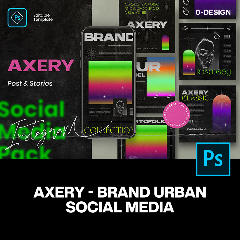 潮流复古酸性渐变新媒体帖子公众号推文排版设计ps版式素材源文件