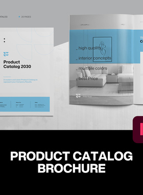 20页A4竖版蓝色产品目录手册家居软装宣传画册排版设计id版式模板