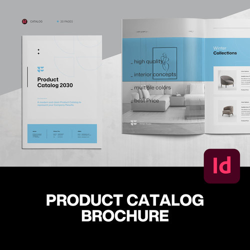 20页A4竖版蓝色产品目录手册家居软装宣传画册排版设计id版式模板