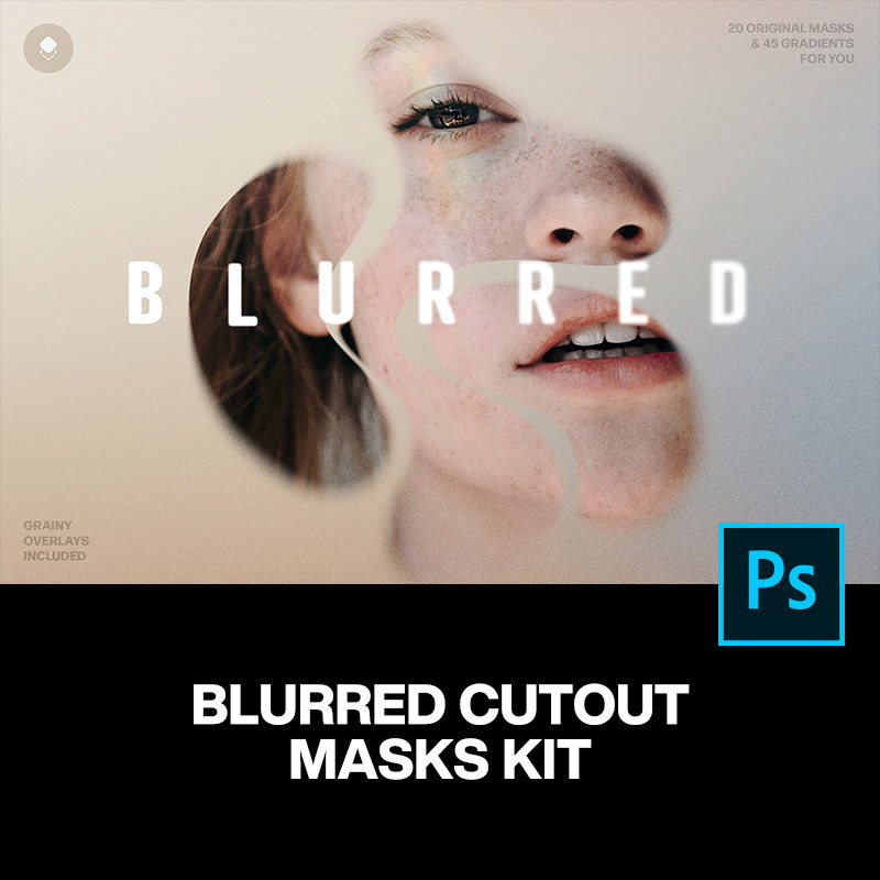 20款复古动感渐变蒙版图像照片头像镂空模糊特效ps样机模板素材