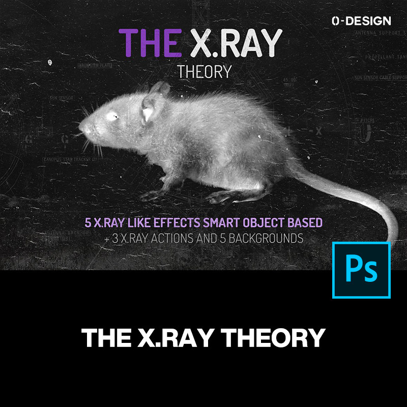 5款科幻未来x光射线辐射扫描特效图像生成滤镜ps样机素材效果模板