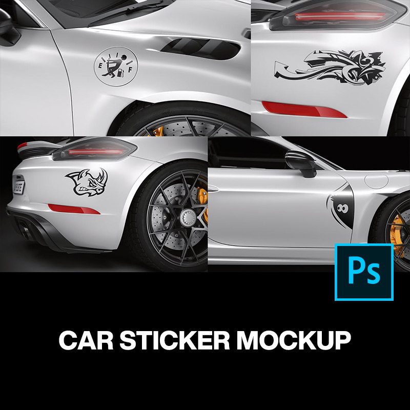 汽车俱乐部车友会logo警示个性车贴车身贴纸ps样机素材展示效果图
