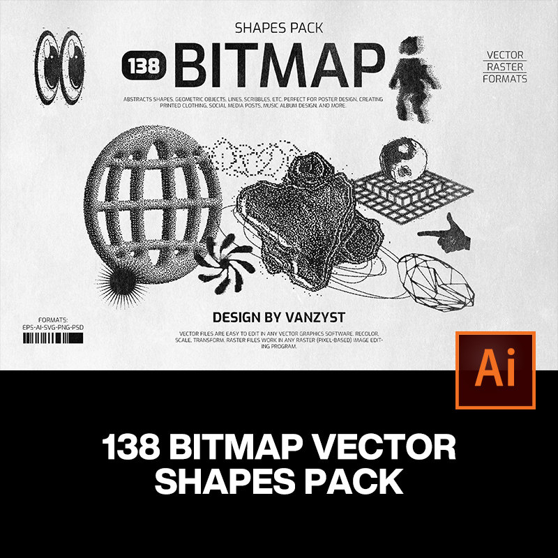 138款复古街头潮流酸性像素抽象几何艺术潮牌创意图形ai设计素材