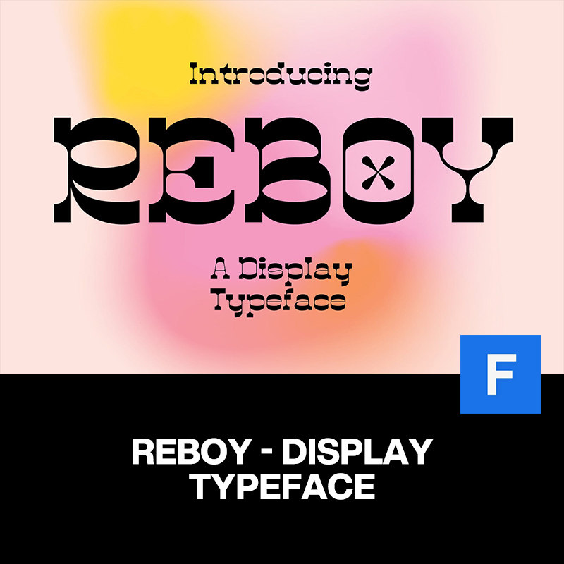 80年代潮流复古reboy酸性逆反差潮牌logo音乐艺术海报英文字体包