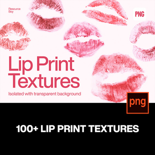 110款 情人节口红唇印吻痕唇彩图案印花png免抠拼贴图片设计素材