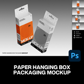 4款 设计展示效果图ps样机素材 配件挂耳纸盒产品包装 悬挂式 数码