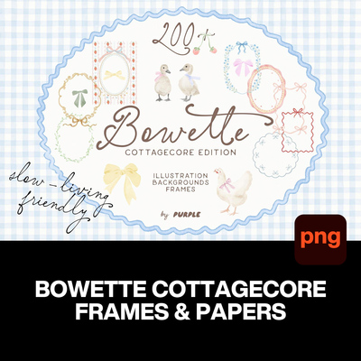 200款英国乡村田园风手绘插图插画边框图案设计png免抠图片素材