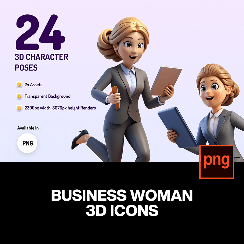 24款3d时尚职场女性销售经理人物插图插画头像png免抠图片素材