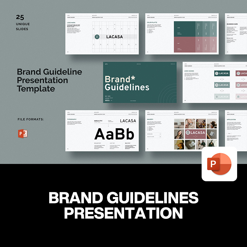 25页专业通用时尚品牌推广形象定位配色VI规范指导手册ppt模板