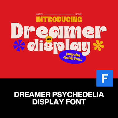 Dreamer复古潮流迷幻酸性逆反差潮牌logo海报标题装饰英文字体包