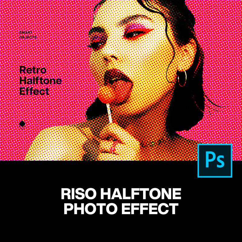 潮流复古点阵低保真怀旧半调抽象艺术图像照片颗粒滤镜ps特效模板