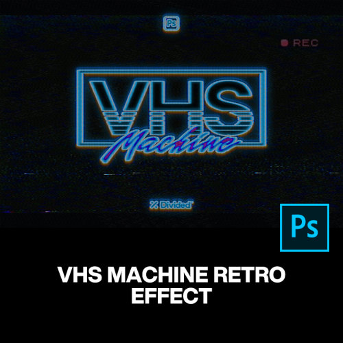 复古怀旧老式VHS录像带屏幕肌理纹理ps样机logo标题特效生成模版