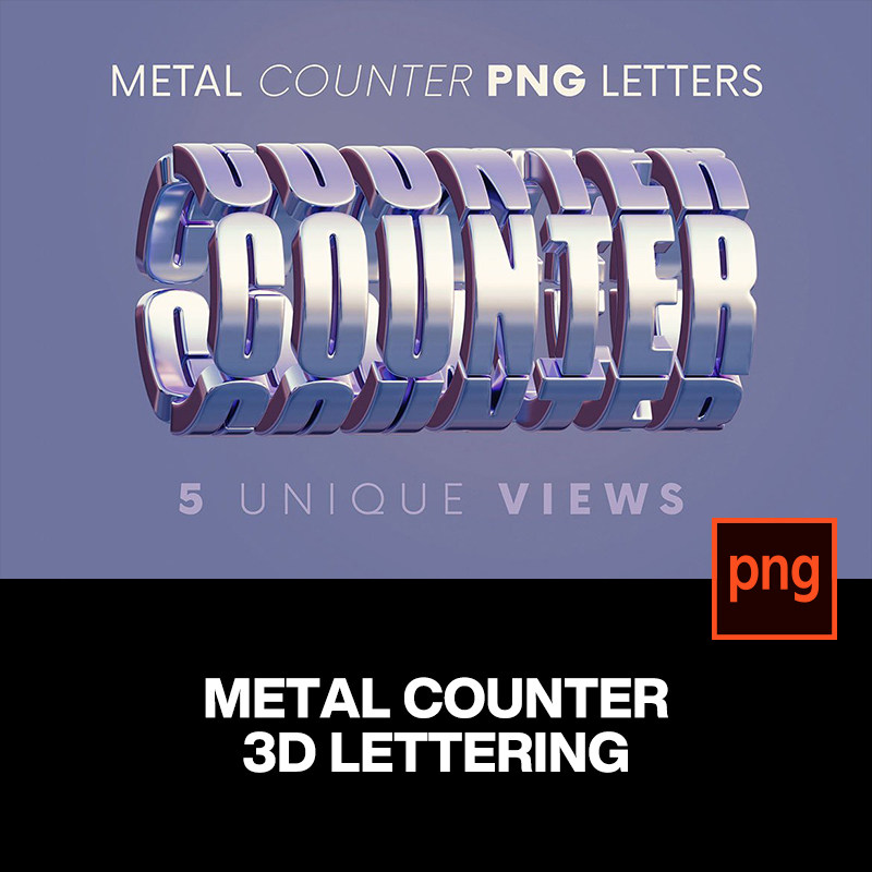 多角度金属圆环科幻未来3d立体英文字母数字png免抠图片设计素材