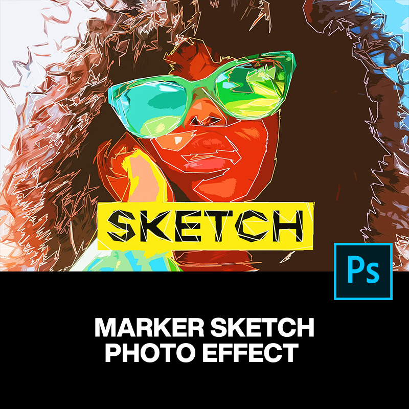 潮流时尚手绘草图速写简笔绘画插图插画图像照片滤镜ps特效模板