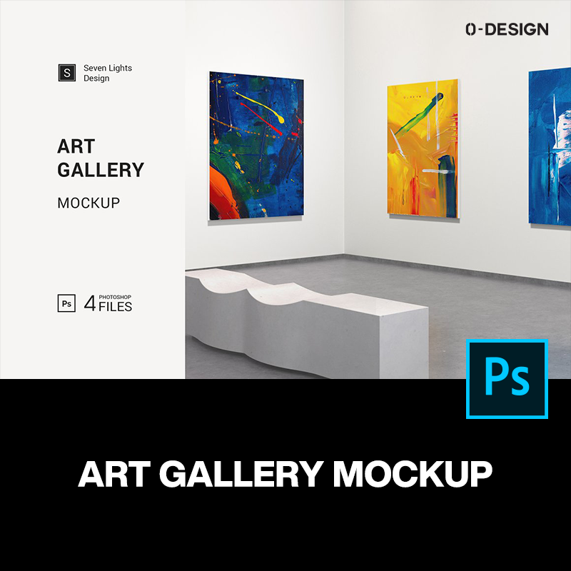 美术馆画廊艺术画展摄影展览设计作品贴图ps样机素材场景展示效果