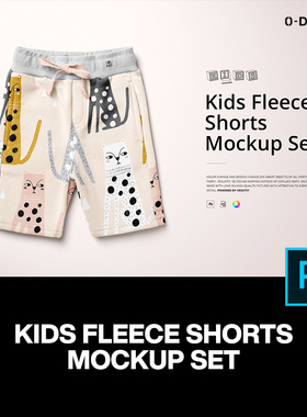 儿童全棉休闲运动短裤童装印花图案设计贴图ps样机素材展示模板