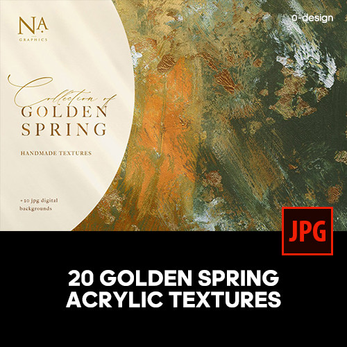 20款高清春季金色抽象画艺术绘画丙烯颜料油画背景底纹图片素材