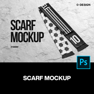 足球周边文创球迷加油助威围巾设计贴图ps样机素材展示效果模板