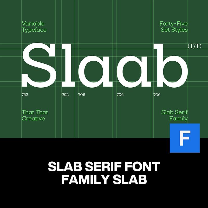 45字重Slaab现代时尚广告海报画册请柬封面标题衬线英文字体家族