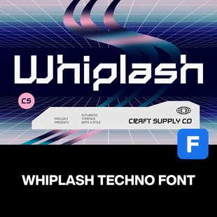 Whiplash未来科幻机械几何机能科技海报封面标题无衬线英文字体