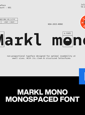 7字重Markl Mono专业简约海报画册标题等宽无衬线英文字体家族