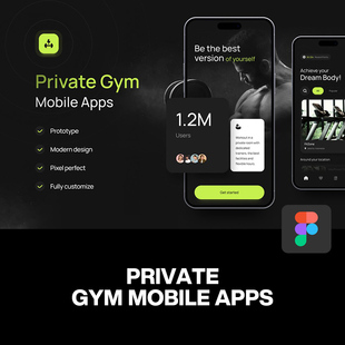 高级时尚私人健身房会所VIP会员业务App应用ui用户界面设计模板