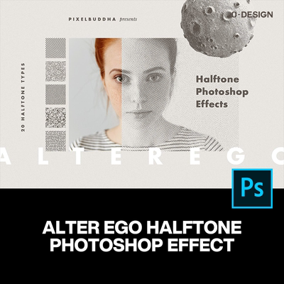 Halftone现代潮流时尚复古流行半调图像特效纹理ps样机素材模板