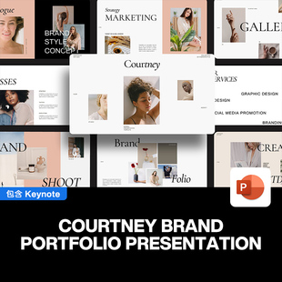 30页简约时尚品牌推广画册设计师简历作品集课件手册提案ppt模版