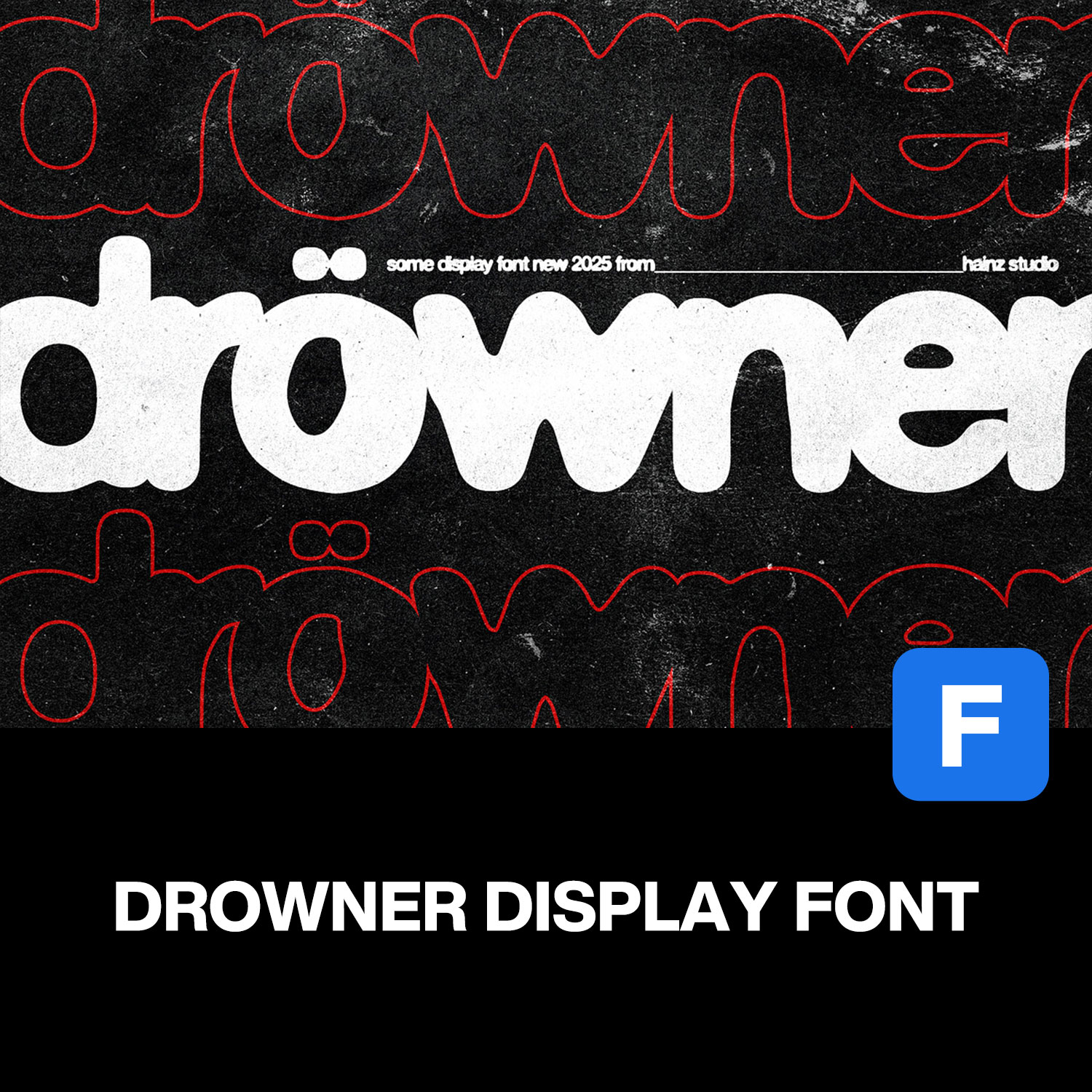 Drowner潮流复古街头朋克摇滚音乐海报专辑封面标题涂鸦英文字体