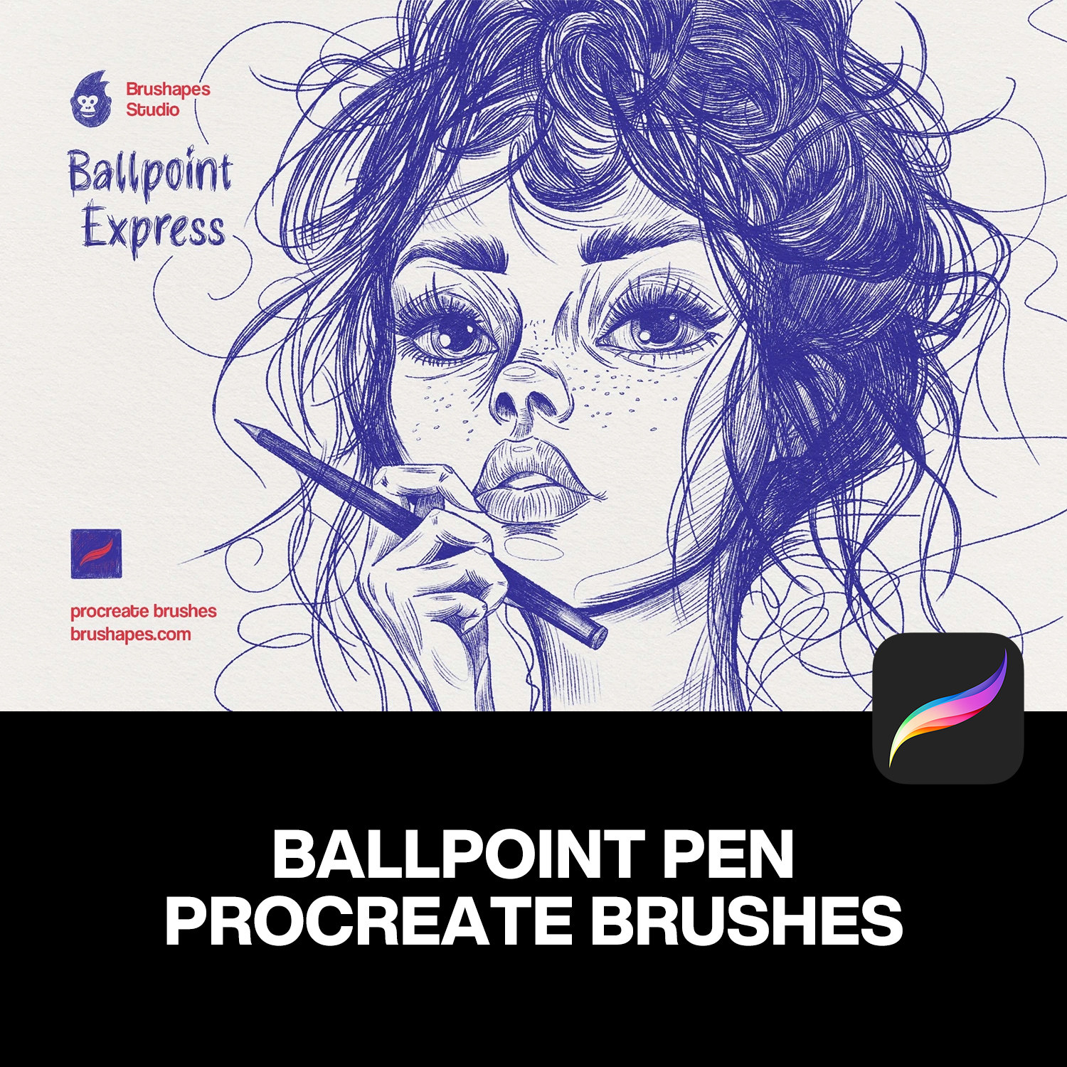 10款水笔钢笔圆珠笔手绘草图速写绘画插图插画procreate笔刷素材