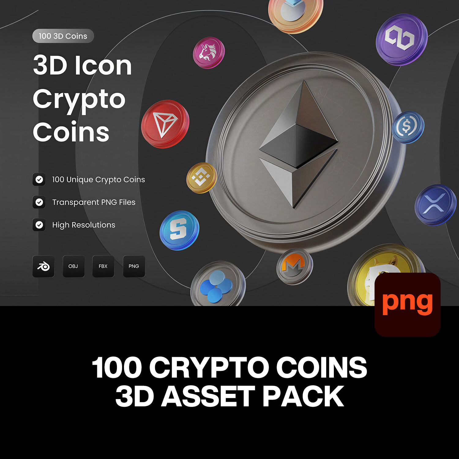 100款3D数字资产金融加密货币钱包区块链icon图标png免抠图片素材