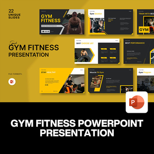 22页现代简约体育竞技动感运动健身房品牌介绍提案融资ppt模板