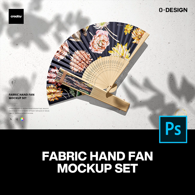 传统中国风折扇子文创扇面印花贴图ps样机素材mockup展示效果模板
