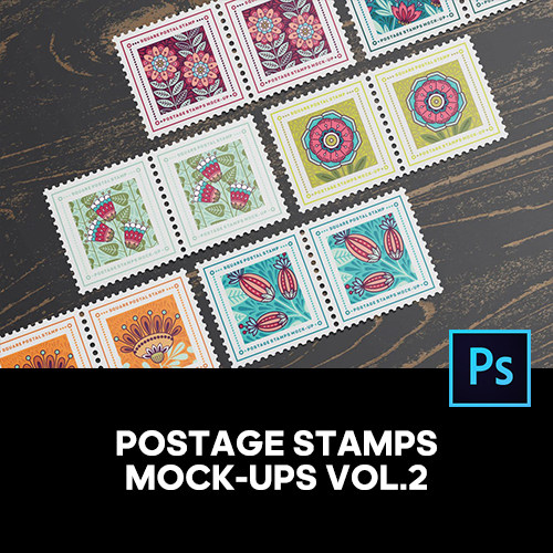 正方形邮票连票印花图案文创设计作品贴图ps样机素材展示效果模板