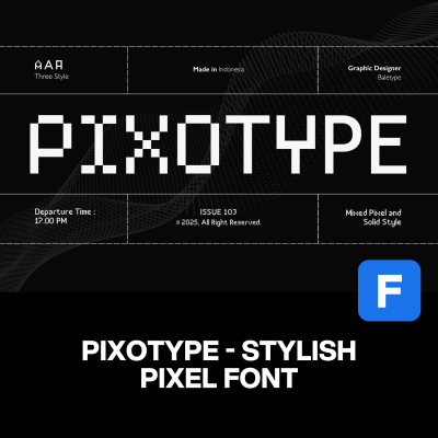 Pixotype复古未来主义科技潮流编码低保真马赛克像素风英文字体包