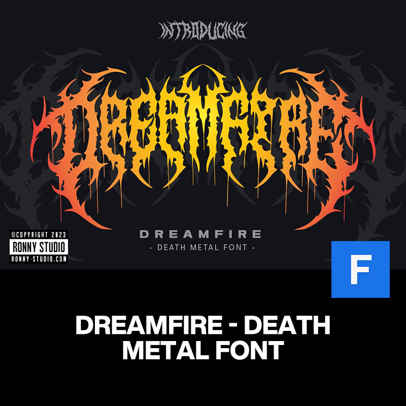 dreamfire潮流街头地下死亡金属摇滚乐队logo海报标题英文字体包