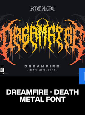 Dreamfire潮流街头地下死亡金属摇滚乐队logo海报标题英文字体包
