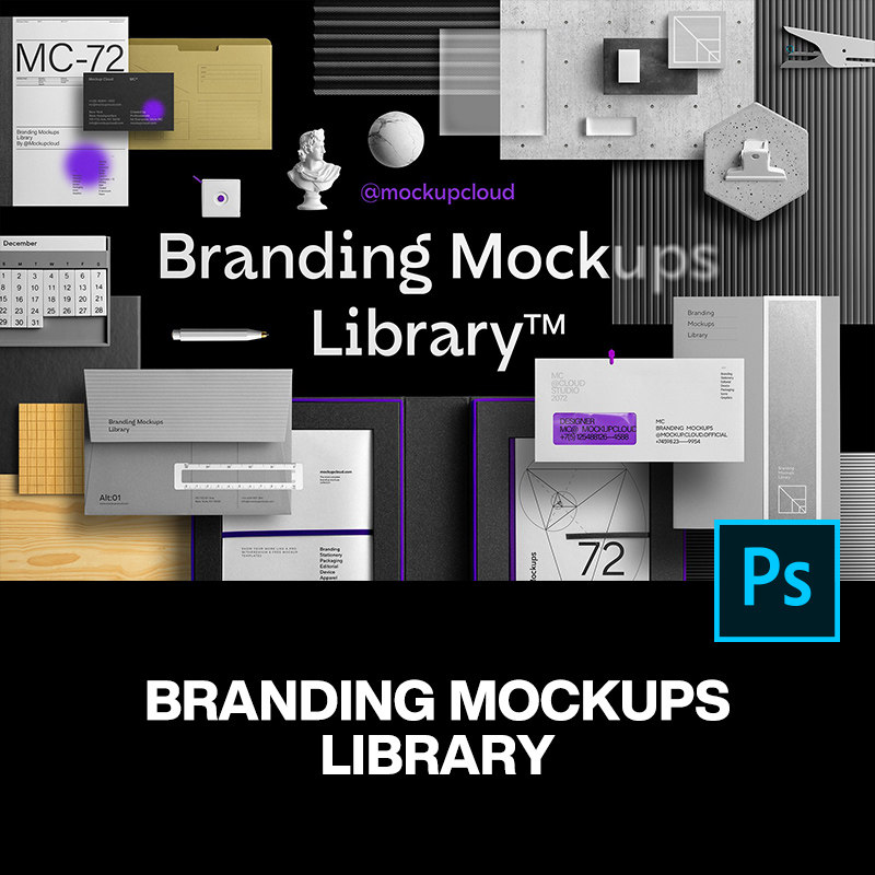 19款办公文具vi应用设计作品贴图ps样机素材平铺场景展示效果图