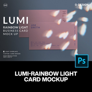 6款文艺彩虹光影光斑滤镜特效名片设计ps样机素材展示效果模板