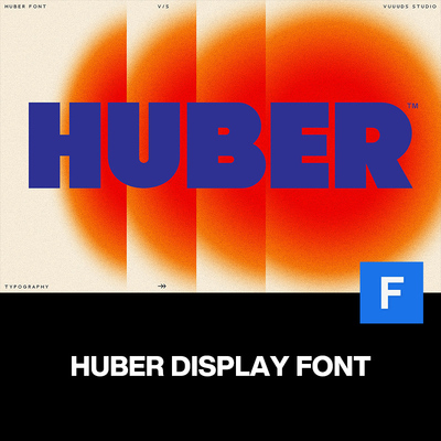 Huber时尚潮流粗体字广告海报杂志画册封面标题无衬线英文字体包