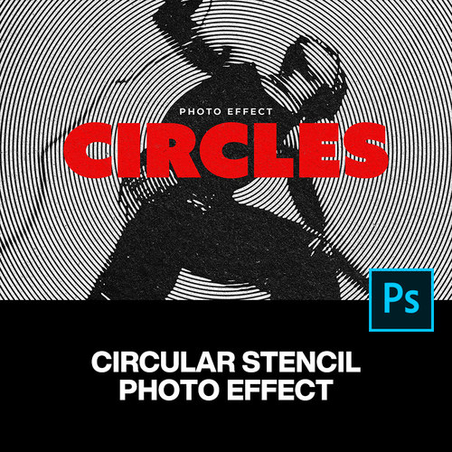 潮流复古抽象艺术圆环半调单色黑白照片图像ps样机特效纹理模版