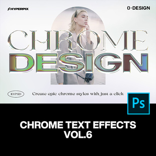 10款潮流酸性金属摇滚哥特DJ镀铬立体字设计ps样机素材特效模版