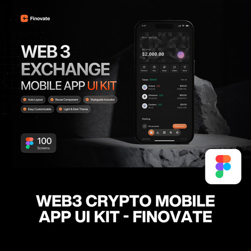 100屏双配色Web3区块链加密货币金融交易钱包App应用UI界面模板