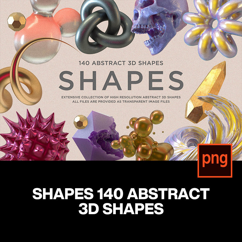 140款3D抽象艺术骷髅金属科幻未来赛博朋克几何png免抠图片素材