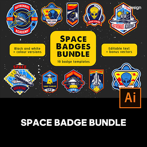 19款科幻太空外星人宇宙飞船徽标徽章logo图标ai设计素材源文件