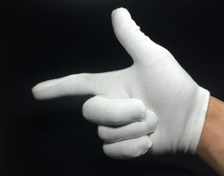 厚拉架白手套纯棉工作加厚作业手套高弹性礼仪拉架防护手套手袜