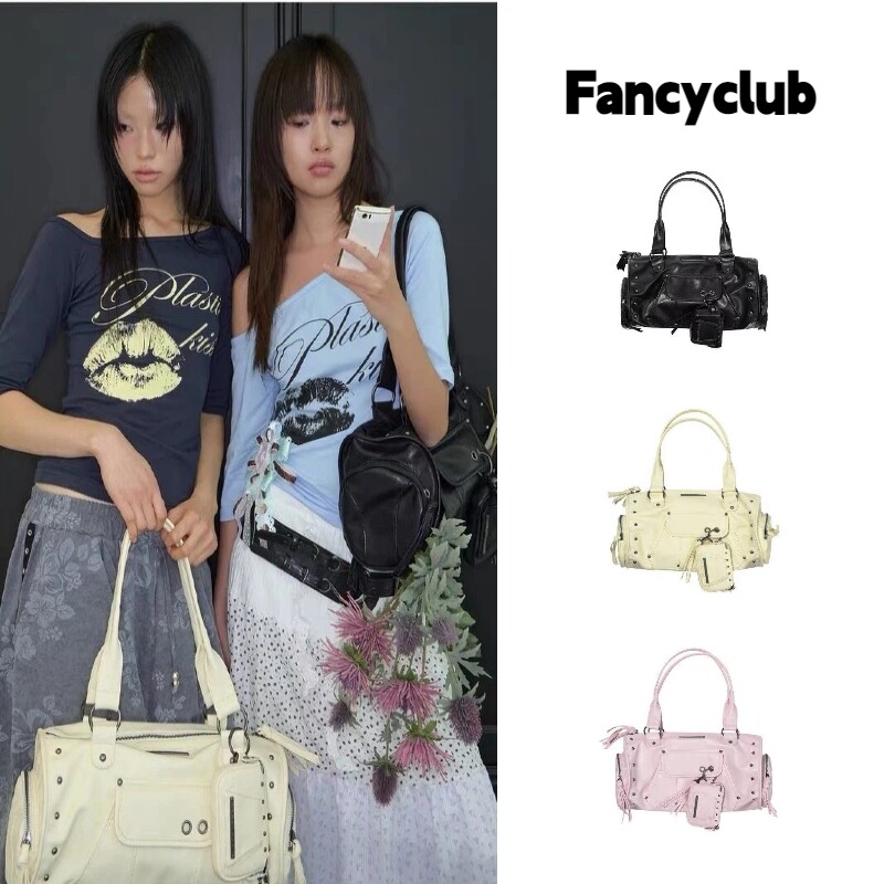 fancyclub铆钉大容量圆筒托特包