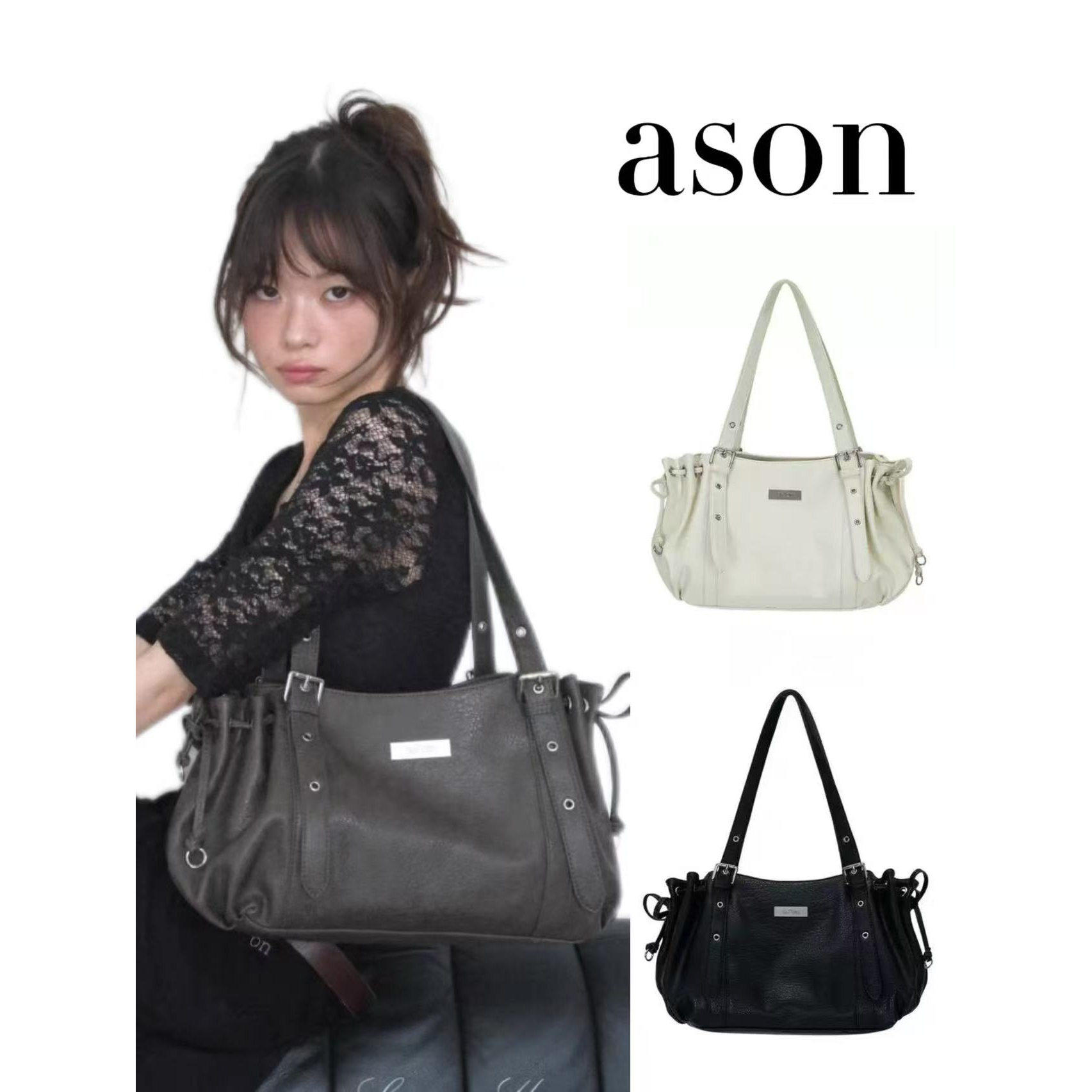 韩国新款ason托特包通勤枕头包饺子包斜挎单肩手提包大容量腋下包
