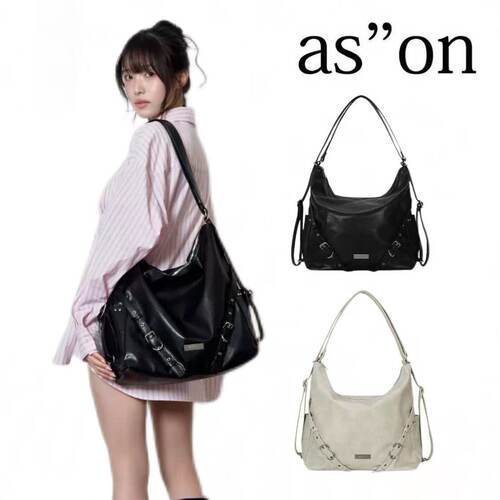 韩国ason大容量字母标铆钉手提机车双肩背包/单肩两用包