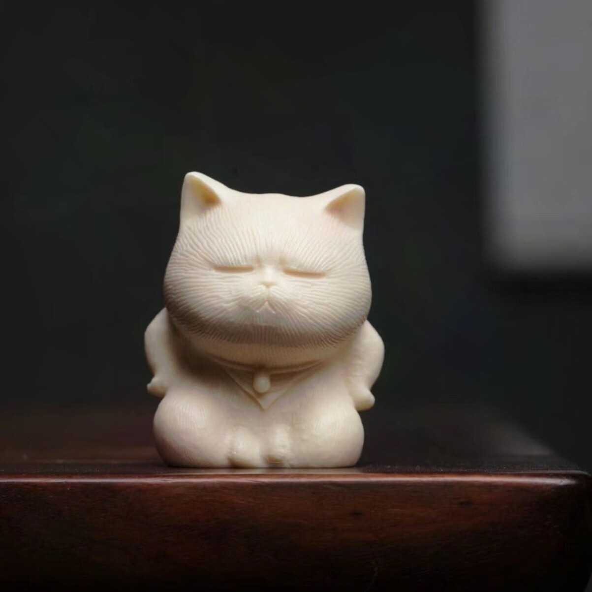 象牙果招财小猫咪摆件家居创意卡通车载动物生气猫手把件工艺品